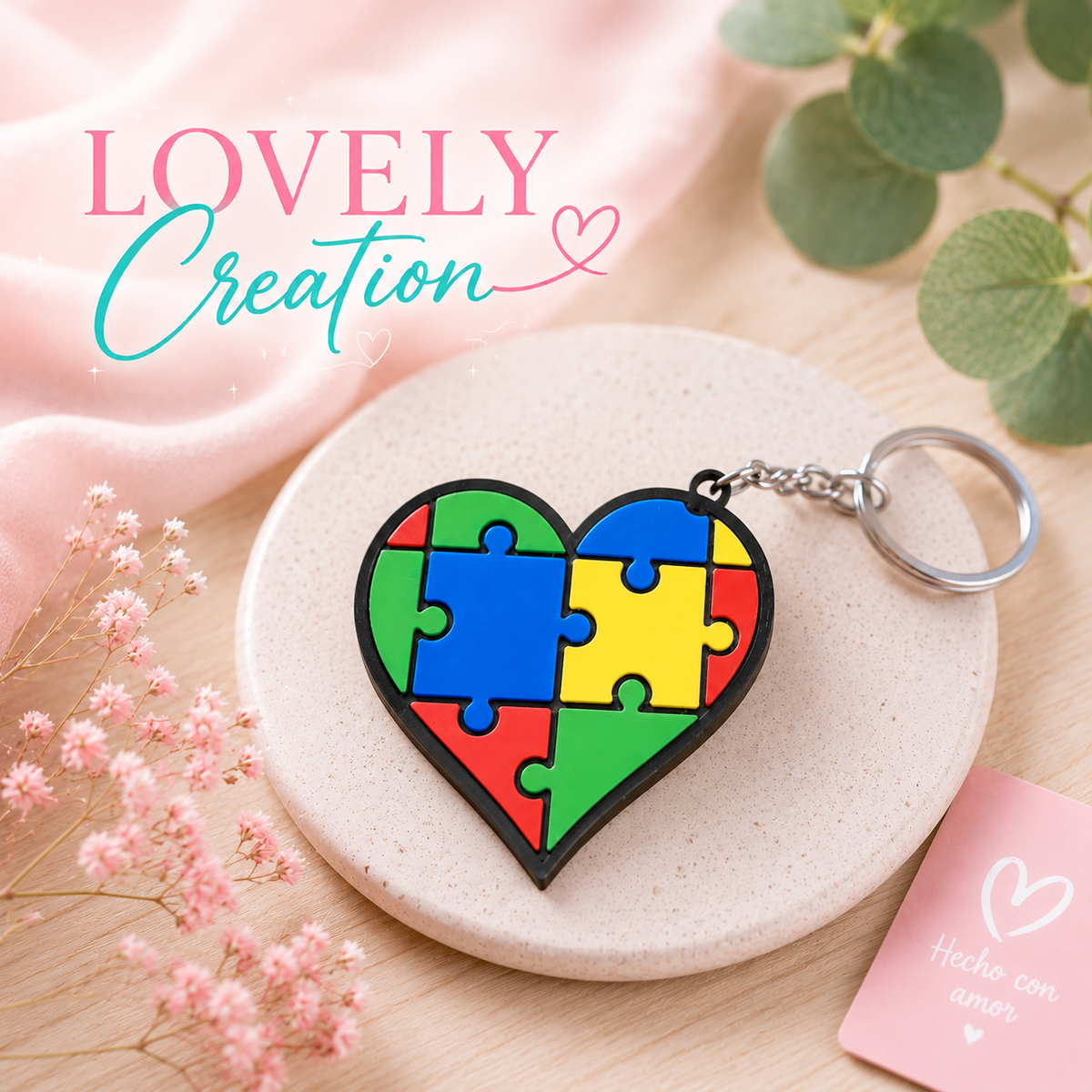 π§© Autism Heart Keychain | 3D Printed