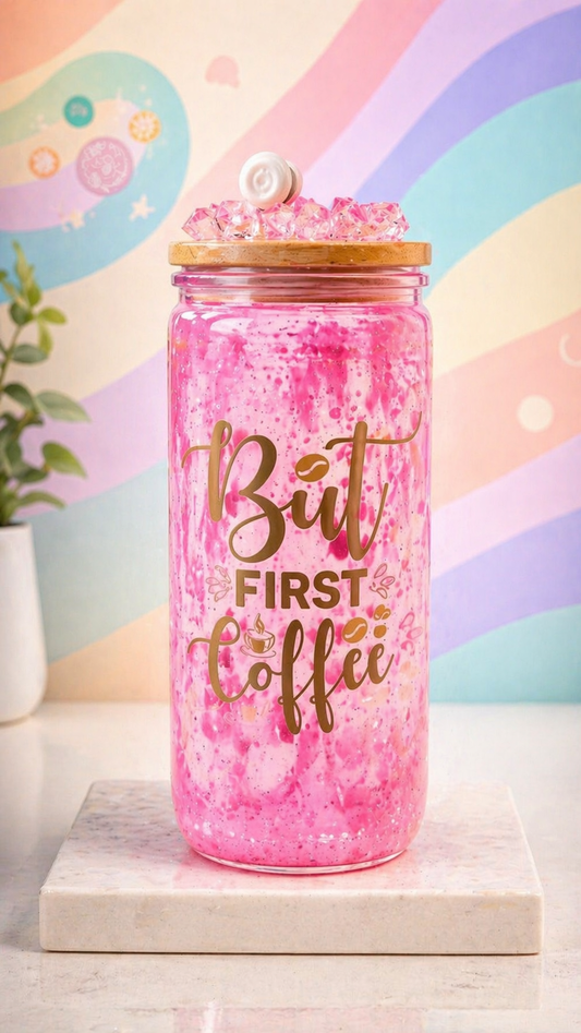 But First Coffee | 16 oz Pink Lava Effect Tumbler