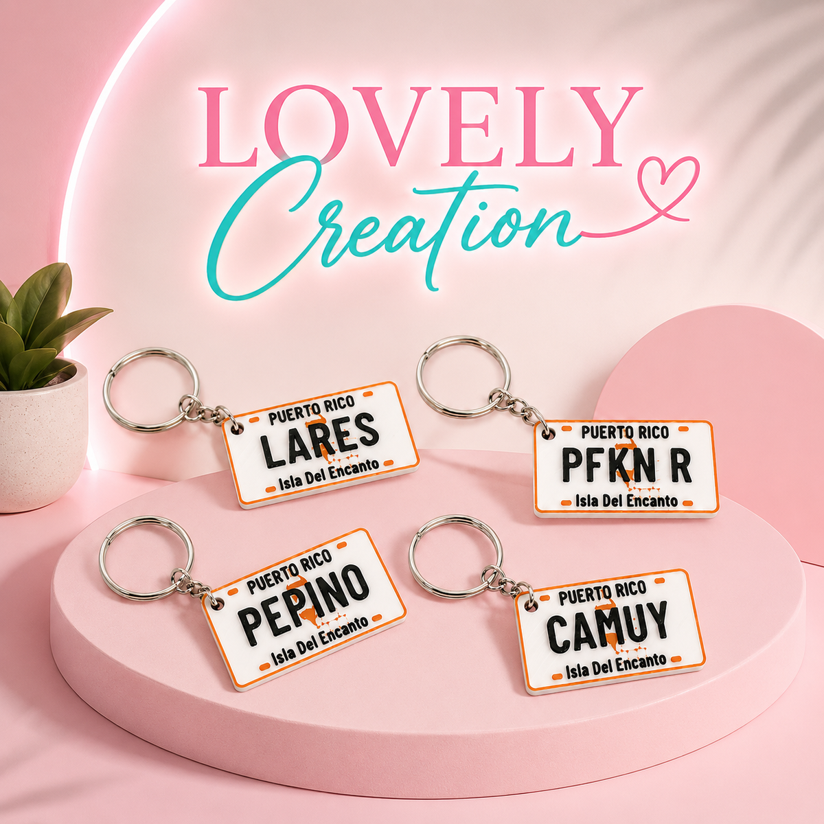 Personalized Puerto Rico License Plate Style Keychain 🇵🇷 | Municipality