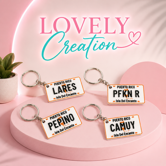 Personalized Puerto Rico License Plate Style Keychain 🇵🇷 | Municipality
