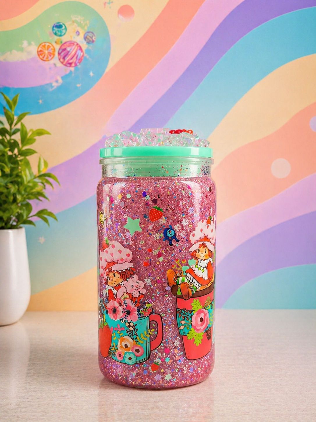 Strawberry Shortcake | 16 oz Suspended Glitter Tumbler